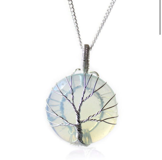 Tree of Life Gemstone Necklace - Opalite