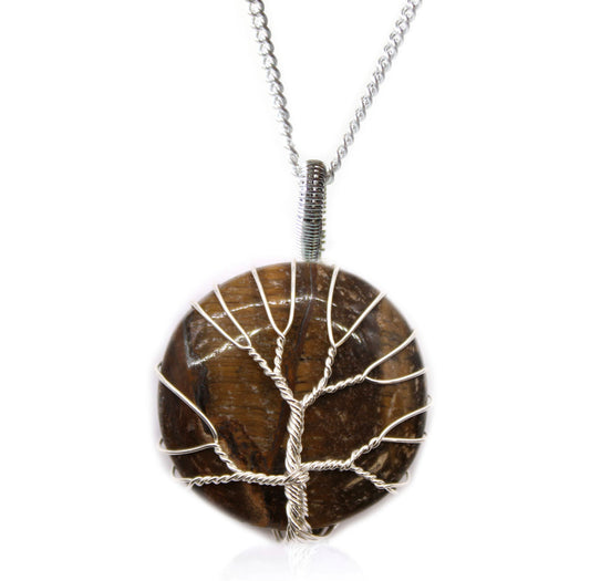 Tree of Life Gemstone Necklace - Tiger Eye