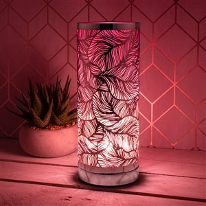 Leaf Touch Sensitive Aroma Lamp In Pink And Silver 26cm